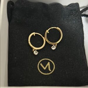Mejuri Gold Vermeil Hoops with White Topaz Stone Earrings